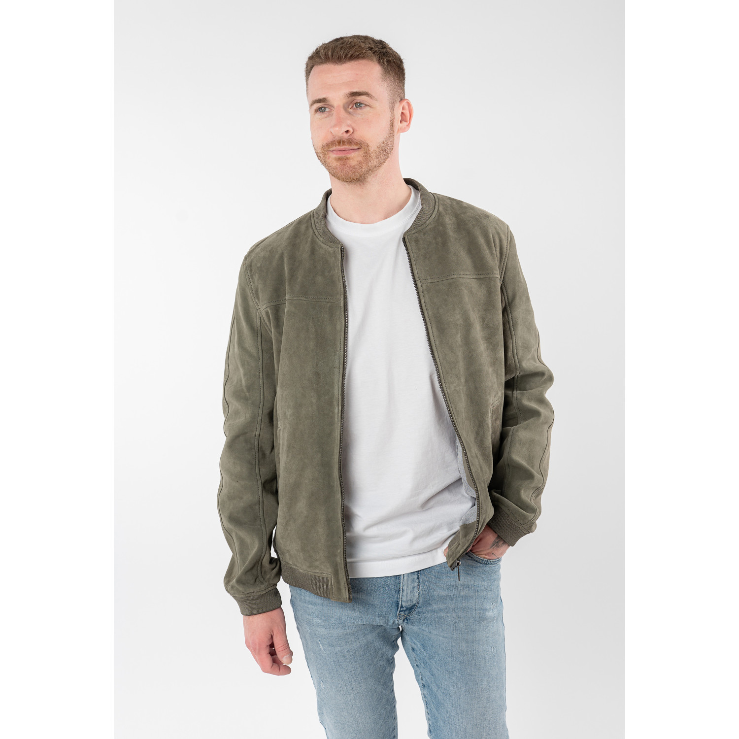 Geaca de Piele Barbati Mauritius Olive Deschis MMSahol – Geci de Piele