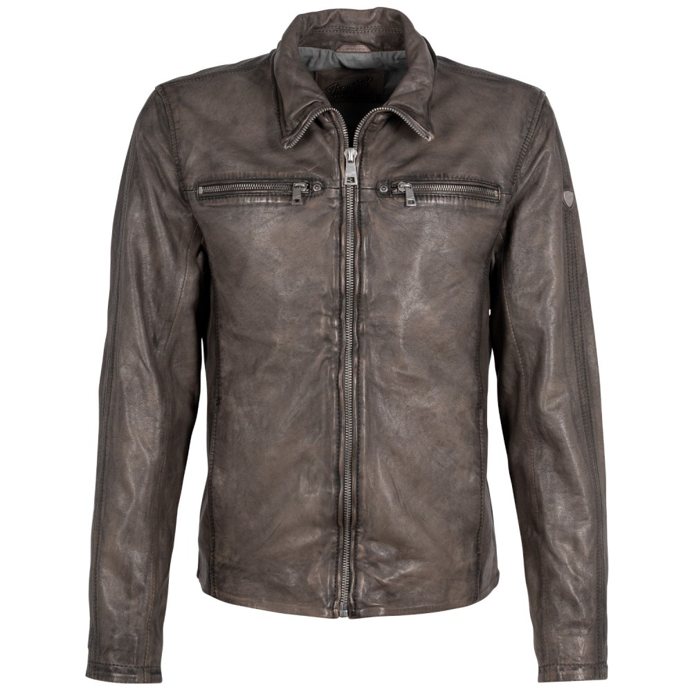 Geaca de Piele Barbati Mauritius Bej Antic MMSantiago - readytowear