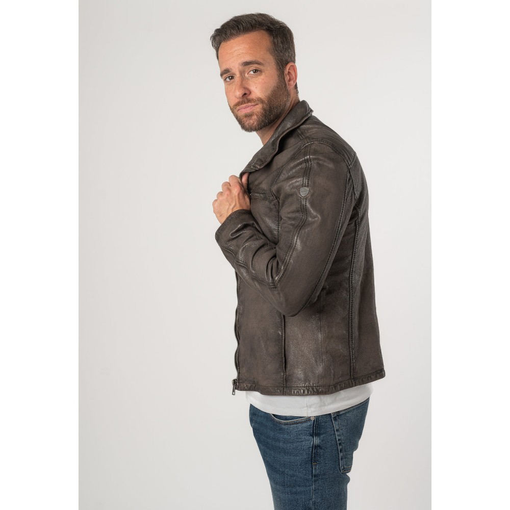 Geaca de Piele Barbati Mauritius Bej Antic MMSantiago - readytowear