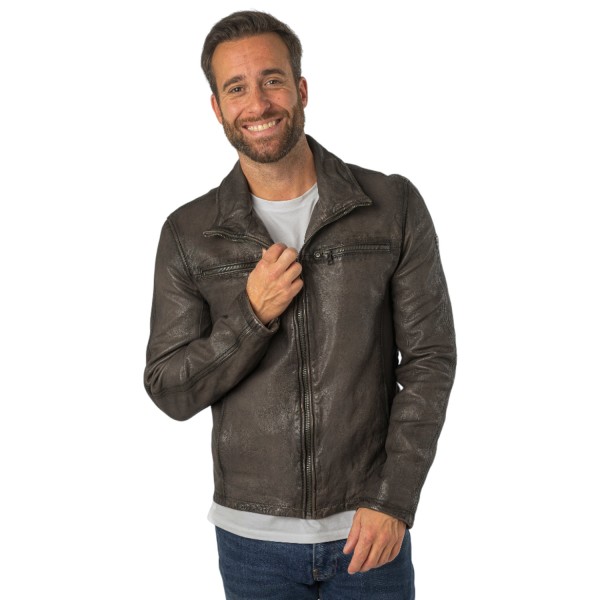 Geaca de Piele Barbati Mauritius Bej Antic MMSantiago