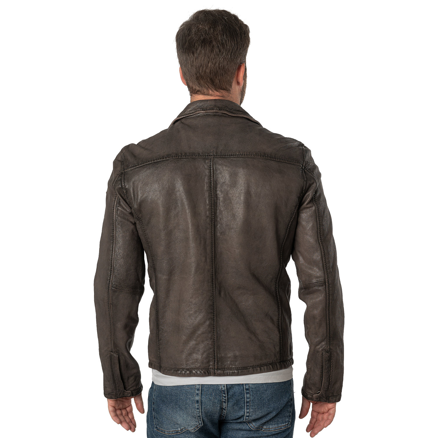 Geaca de Piele Barbati Mauritius Bej Antic MMSantiago – Geci de Piele