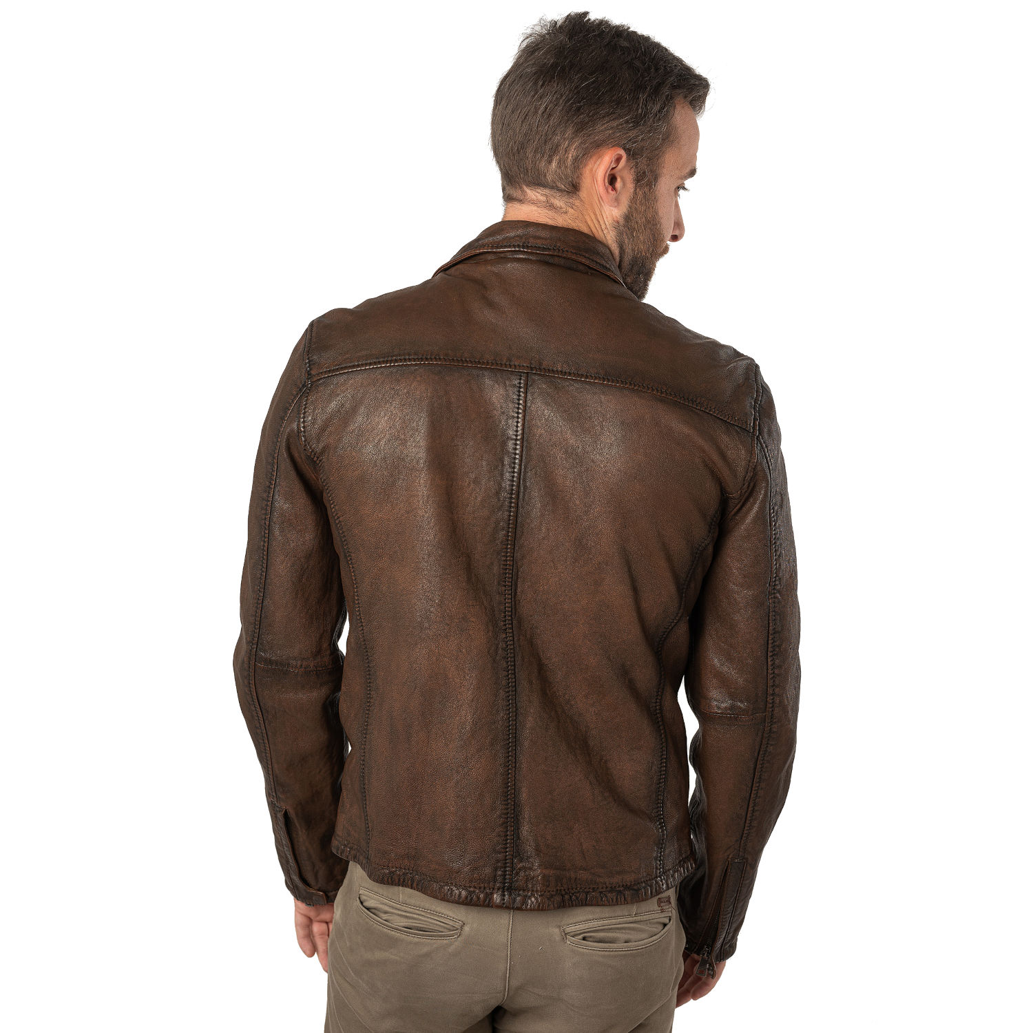 Geaca de Piele Barbati Mauritius Coniac Antic MMSantiago – Geci de Piele