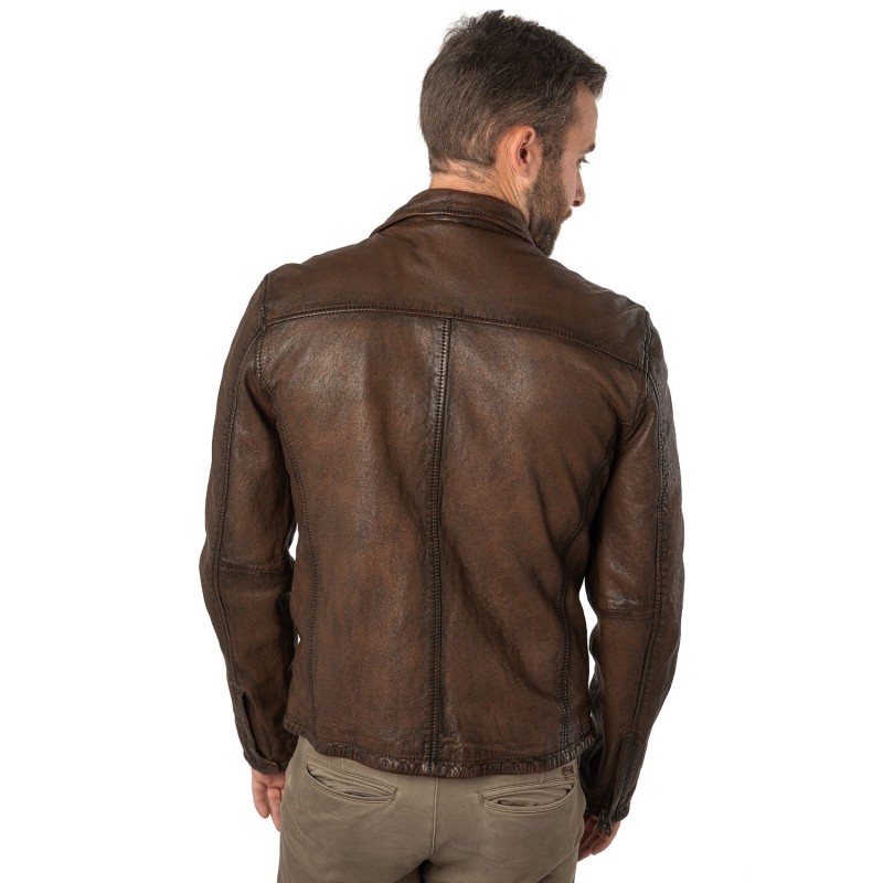 Geaca de Piele Barbati Mauritius Coniac Antic MMSantiago – Geci de Piele