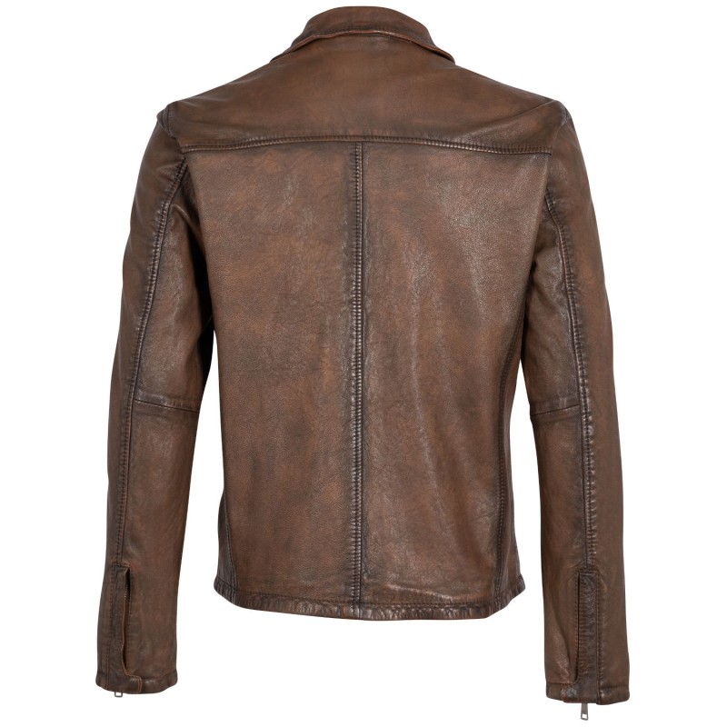 Geaca de Piele Barbati Mauritius Coniac Antic MMSantiago – Geci de Piele