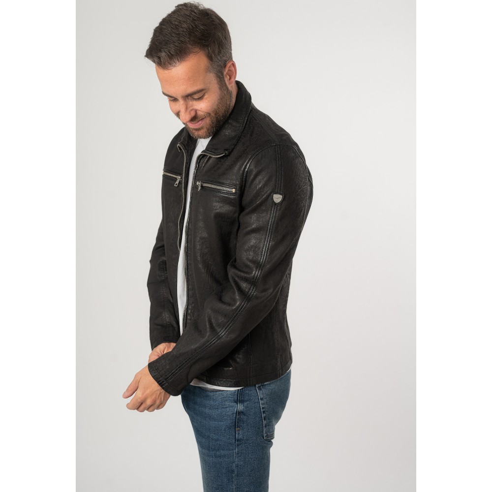 Geaca de Piele Barbati Mauritius Neagra MMSantiago - readytowear