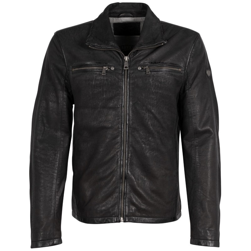 Geaca de Piele Barbati Mauritius Neagra MMSantiago – Black Friday