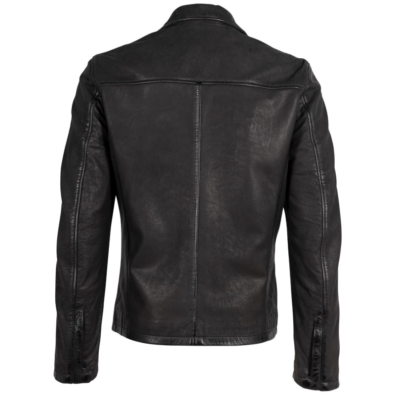 Geaca de Piele Barbati Mauritius Neagra MMSantiago – Black Friday