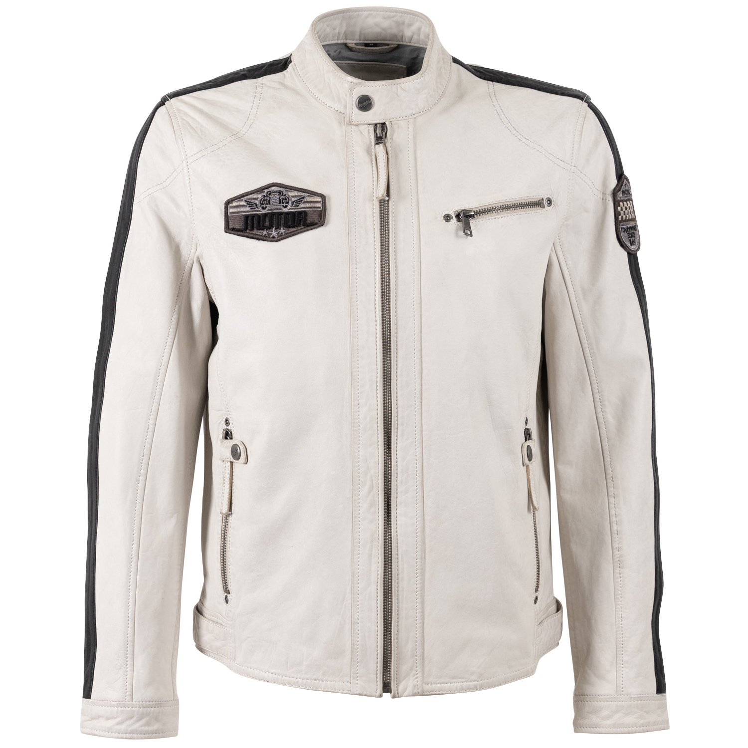 Geaca de Piele Barbati Mauritius Alb Murdar MMShyko – Geci de Piele Geaca de Piele Barbati Mauritius Alb Murdar MMShyko – Geci de Piele