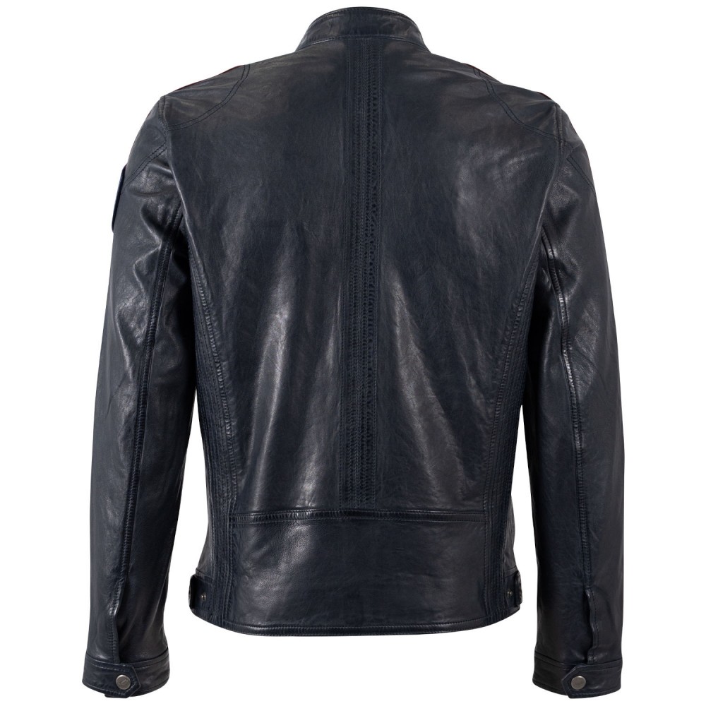 Geaca de Piele Barbati Mauritius Negru/Bleumarin MMShyko - readytowear