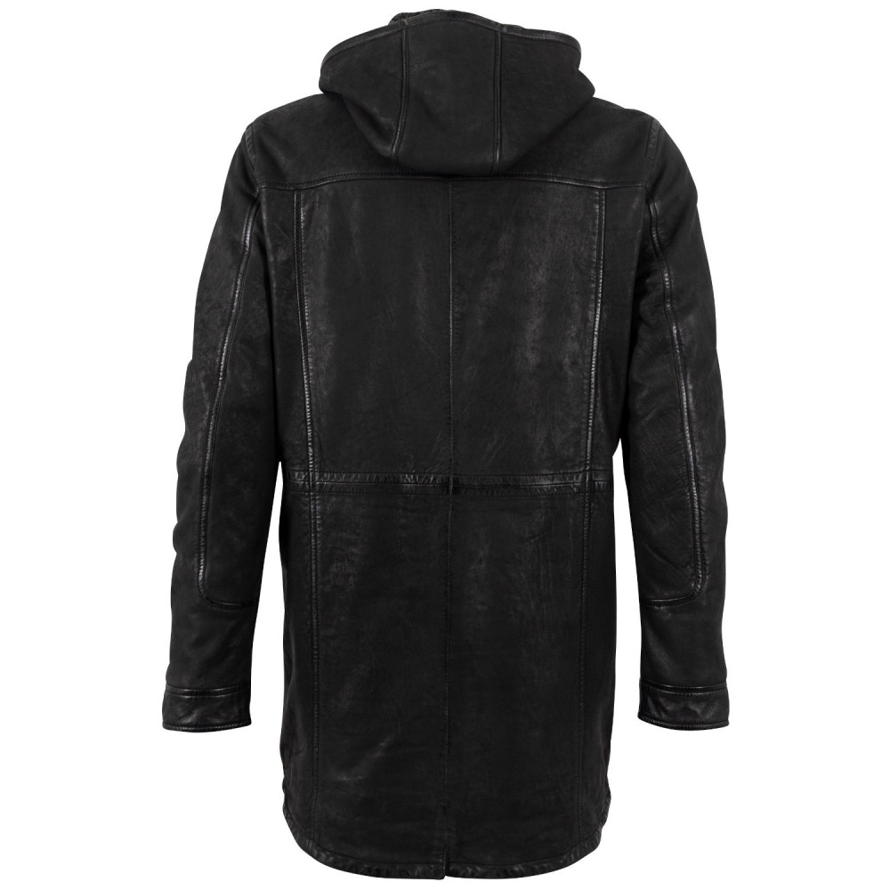 Geaca Lunga de Piele Barbati Mauritius Neagra MMSitku - readytowear