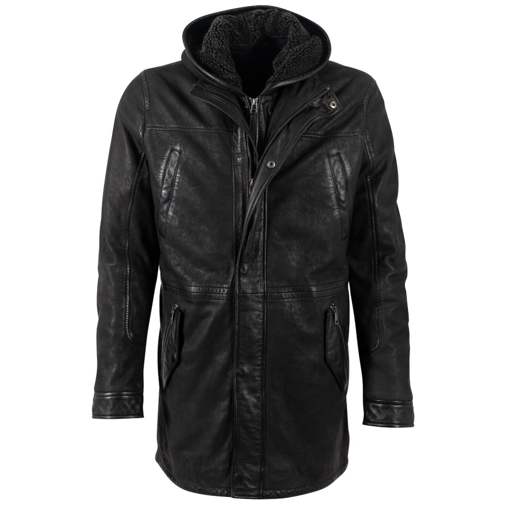 Geaca Lunga de Iarna din Piele Barbati Mauritius Neagra MMSitku – Black Friday Geaca Lunga de Iarna din Piele Barbati Mauritius Neagra MMSitku – Black Friday