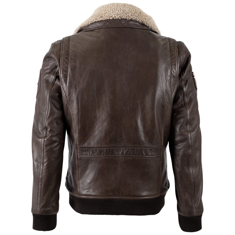 Geaca de Piele Barbati Mauritius Castaniu Inchis MMStarpilot - readytowear