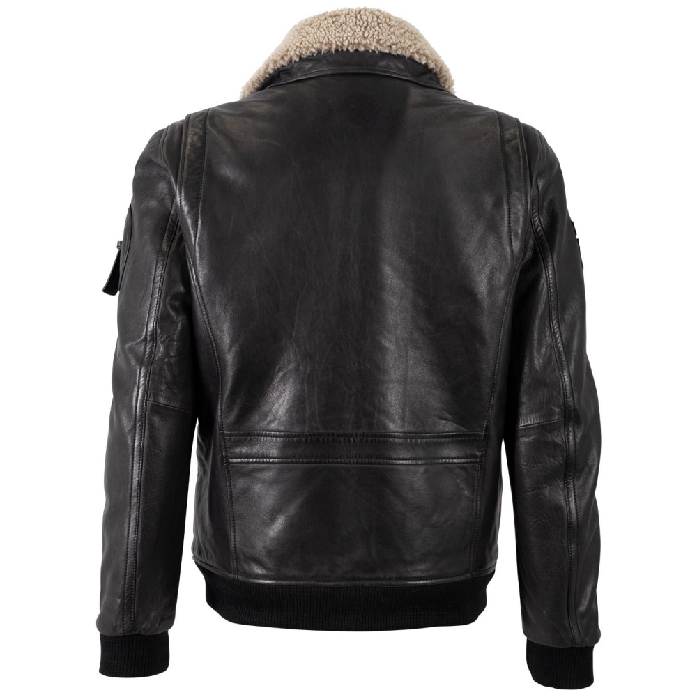 Geaca de Piele Barbati Mauritius Neagra MMStarpilot - readytowear