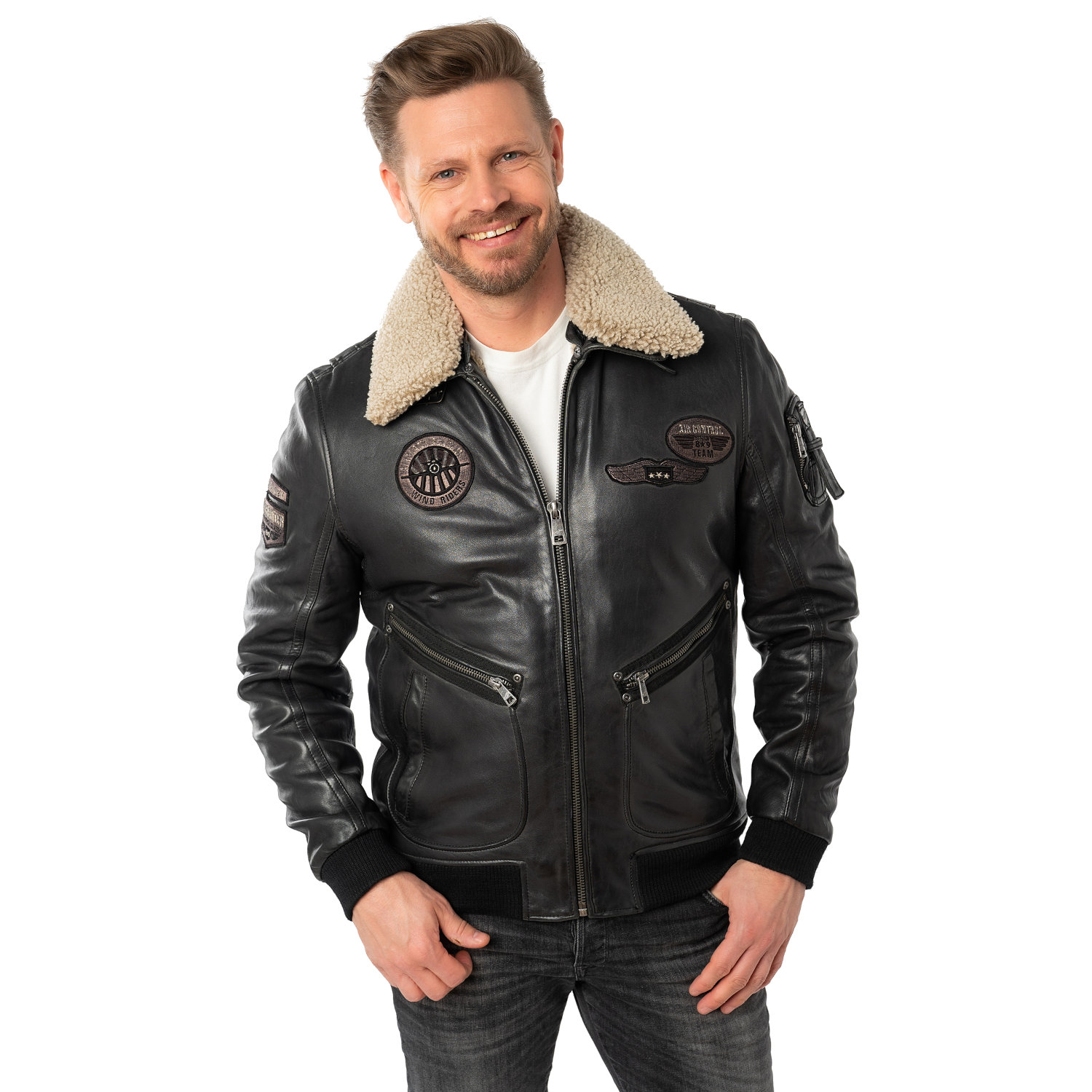 Geaca de Piele Barbati Mauritius Neagra MMStarpilot – STOC Geaca de Piele Barbati Mauritius Neagra MMStarpilot – STOC