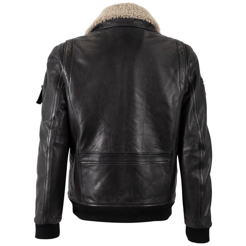 Geaca de Piele Barbati Mauritius Neagra MMStarpilot – STOC