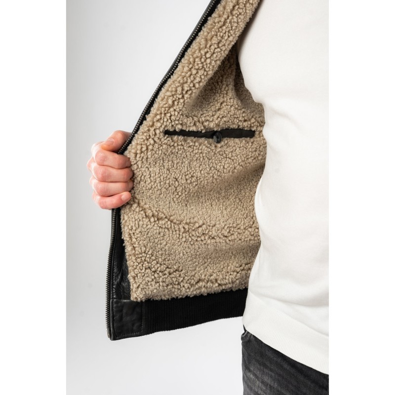 Geaca de Piele Barbati Mauritius Neagra MMStarpilot – STOC