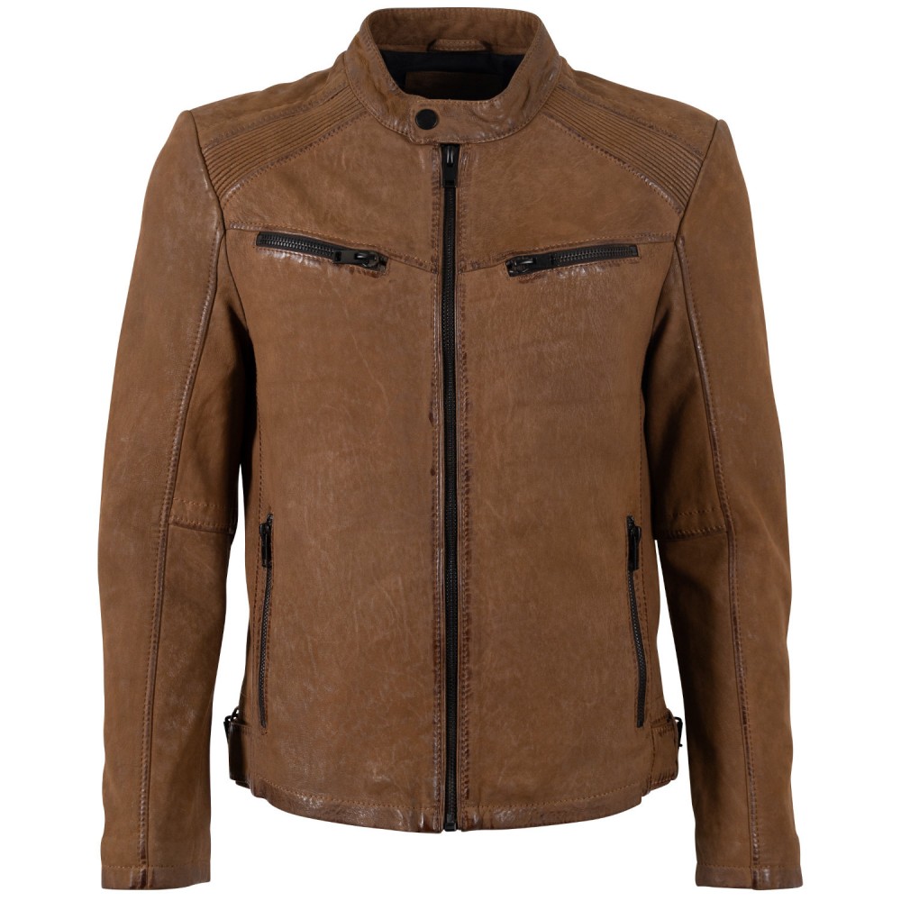 Geaca de Piele Barbati Mauritius Camel Inchis MMTaibo - readytowear