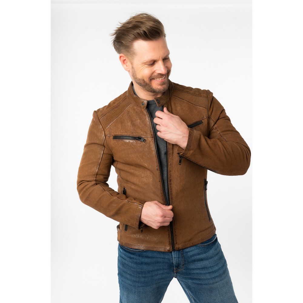 Geaca de Piele Barbati Mauritius Camel Inchis MMTaibo - readytowear