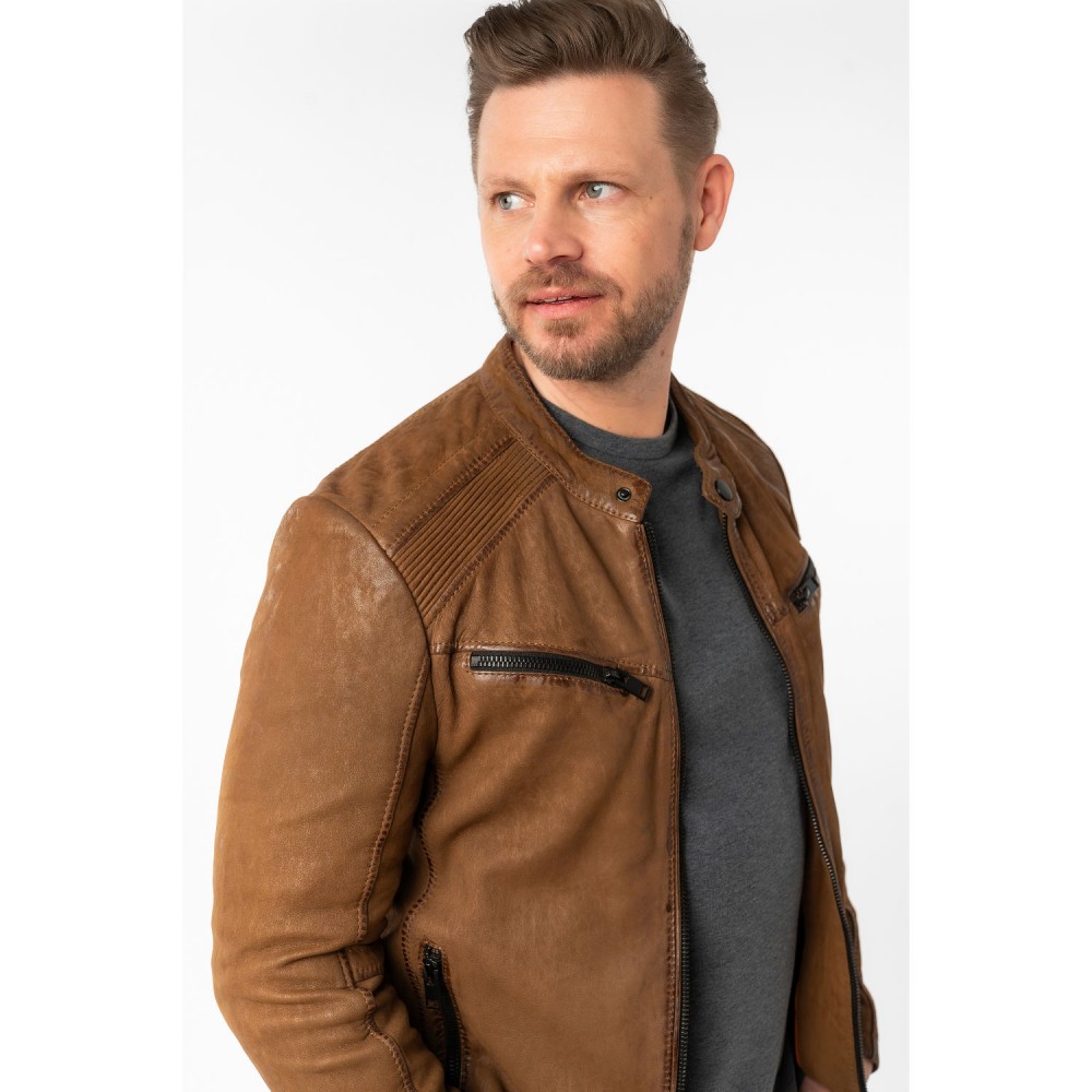 Geaca de Piele Barbati Mauritius Camel Inchis MMTaibo - readytowear