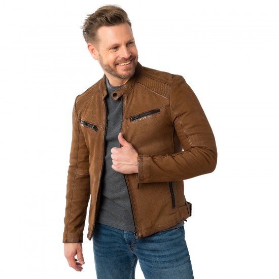 Geaca de Piele Barbati Mauritius Camel Inchis MMTaibo