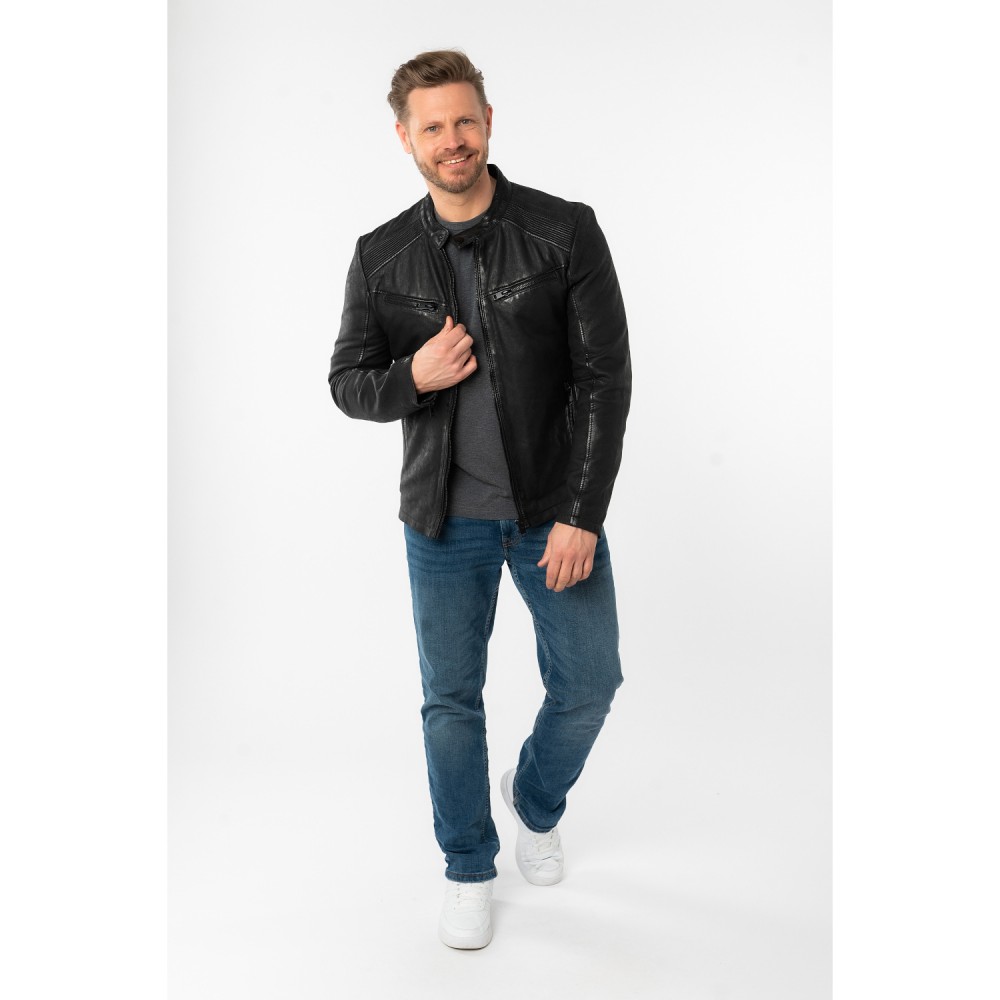 Geaca de Piele Barbati Mauritius Neagra MMTaibo - readytowear