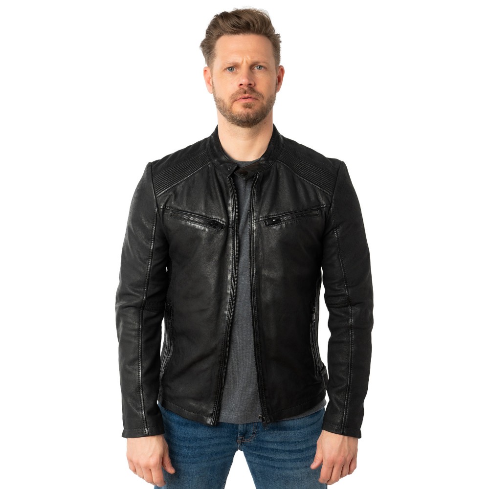 Geaca de Piele Barbati Mauritius Neagra MMTaibo - readytowear.ro