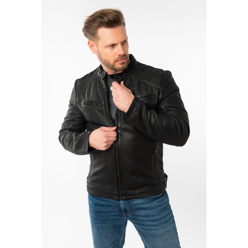 Geaca de Piele Barbati Mauritius Neagra MMTaibo - readytowear