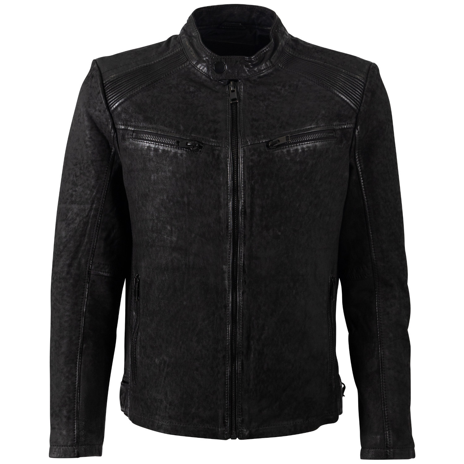 Geaca de Piele Barbati Mauritius Neagra MMTaibo – STOC