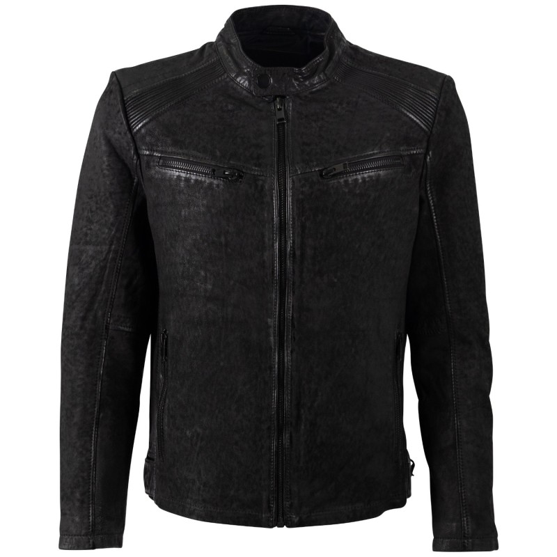 Geaca de Piele Barbati Mauritius Neagra MMTaibo – Geci de Piele