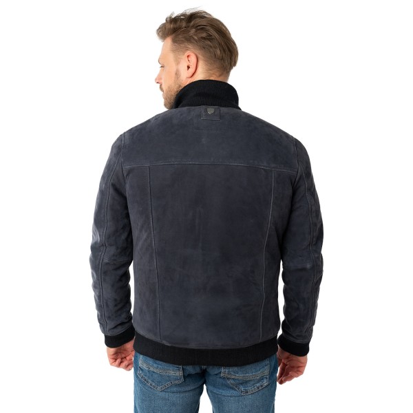 Geaca de Iarna Imblanita din Piele Barbati Mauritius Bleumarin MMThalor