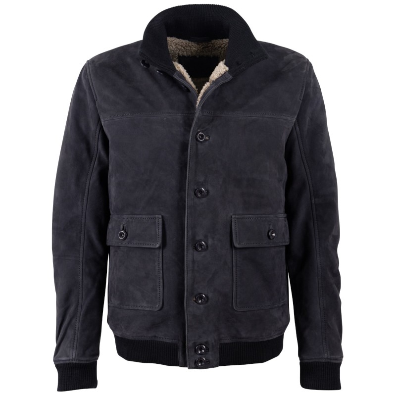 Geaca de Iarna Imblanita din Piele Barbati Mauritius Bleumarin MMThalor – Geci de Piele