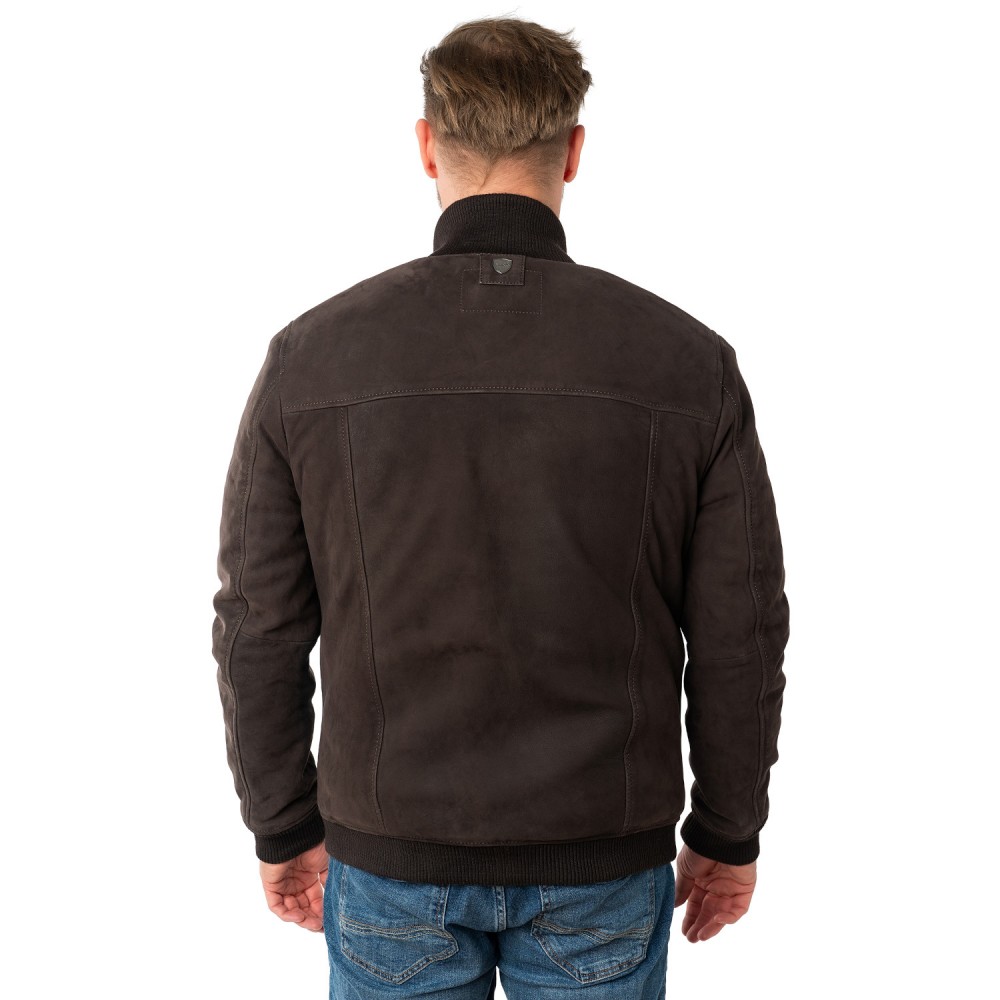 Geaca de Piele Imblanita Barbati Mauritius Maro Inchis MMThalor