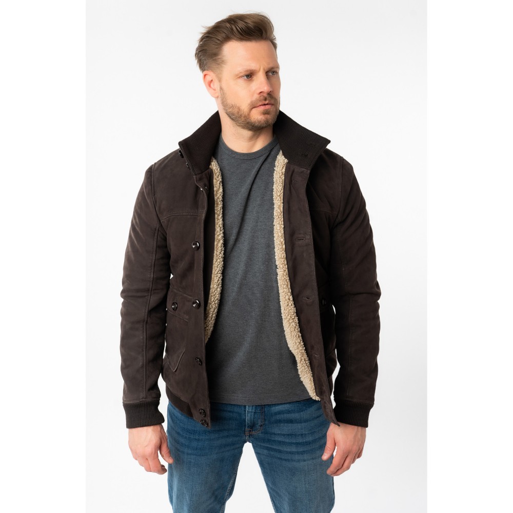 Geaca de Piele Imblanita Barbati Mauritius Maro Inchis MMThalor - readytowear