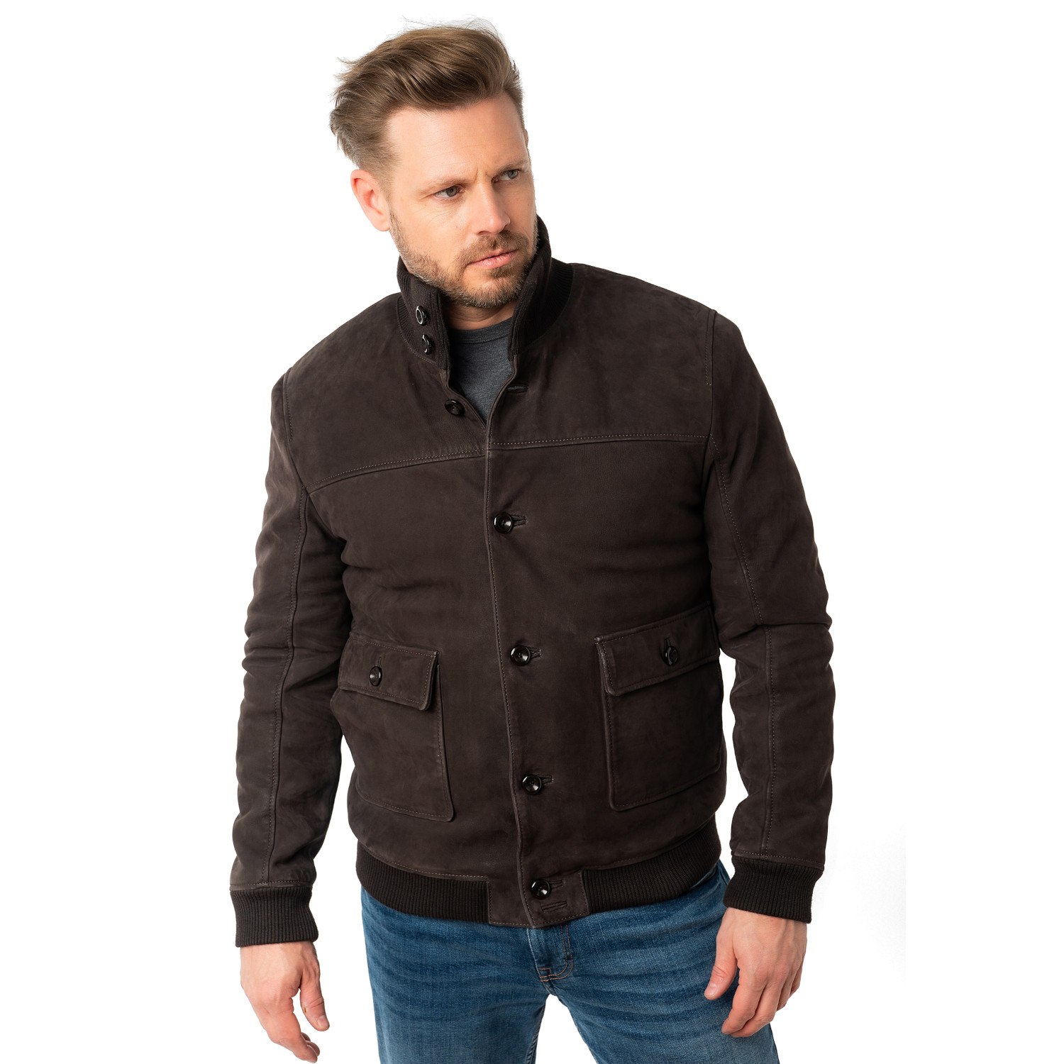 Geaca de Iarna Imblanita din Piele Barbati Mauritius Maro Inchis MMThalor – STOC