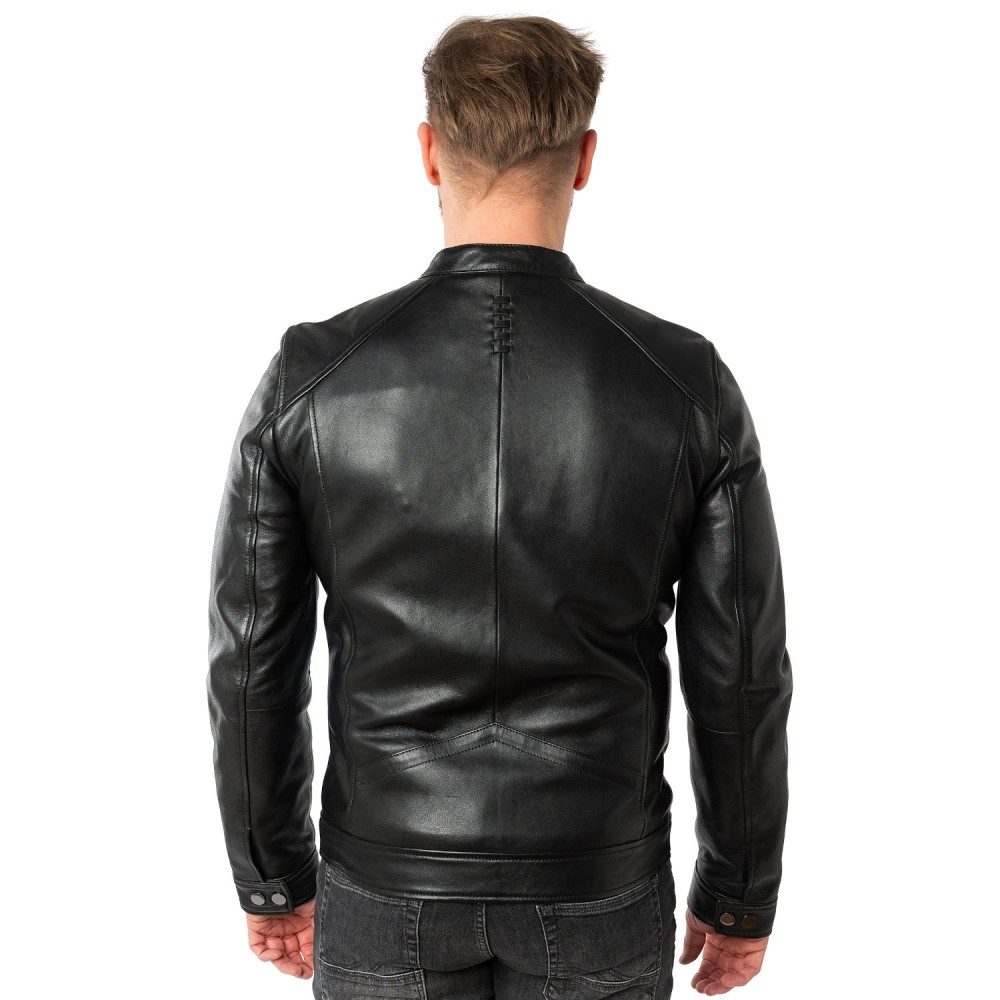 Geaca de Piele Barbati Mauritius Neagra MMTibor - readytowear