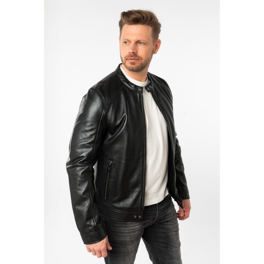 Geaca de Piele Barbati Mauritius Neagra MMTibor - readytowear