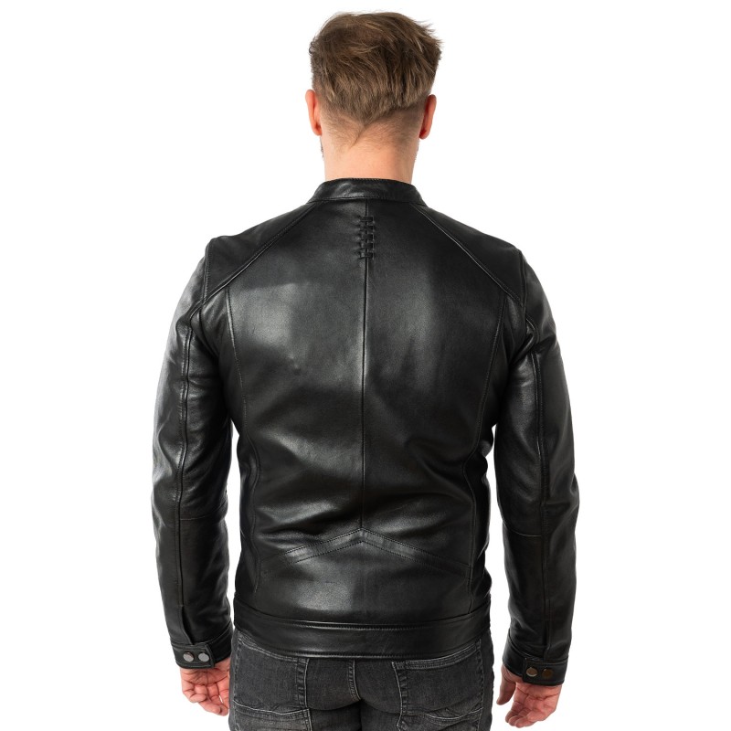 Geaca de Piele Barbati Mauritius Neagra MMTibor – Black Friday