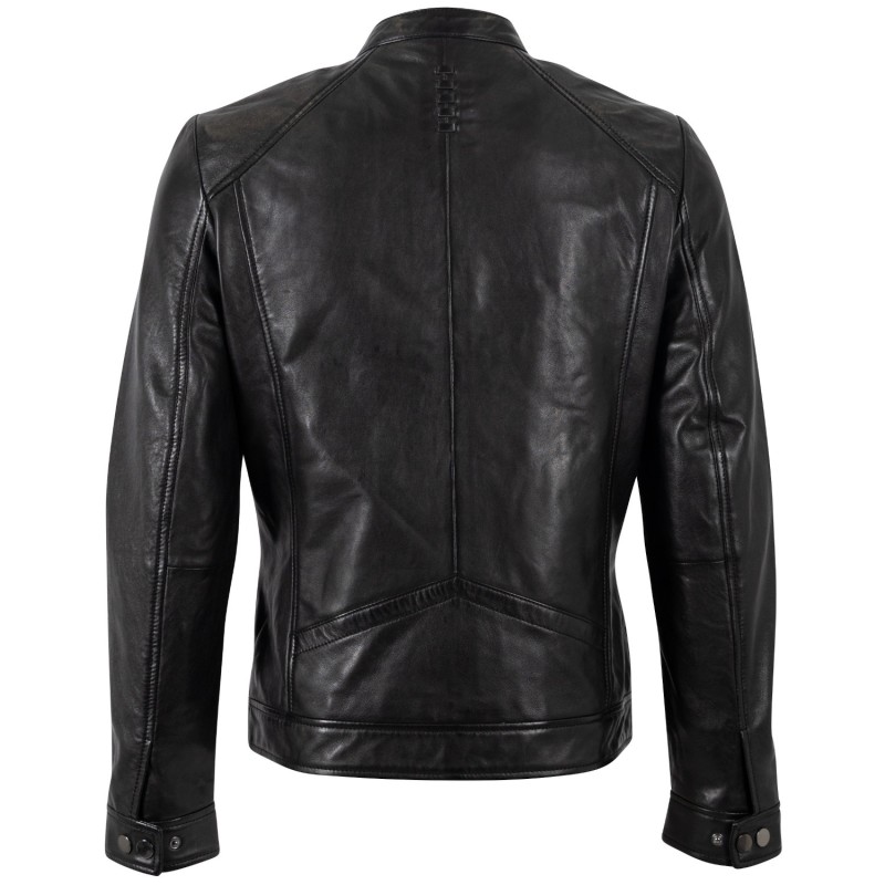 Geaca de Piele Barbati Mauritius Neagra MMTibor – Black Friday