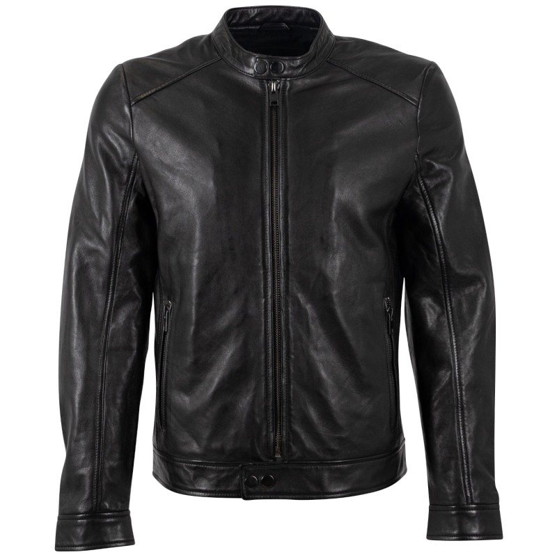 Geaca de Piele Barbati Mauritius Neagra MMTibor – Black Friday