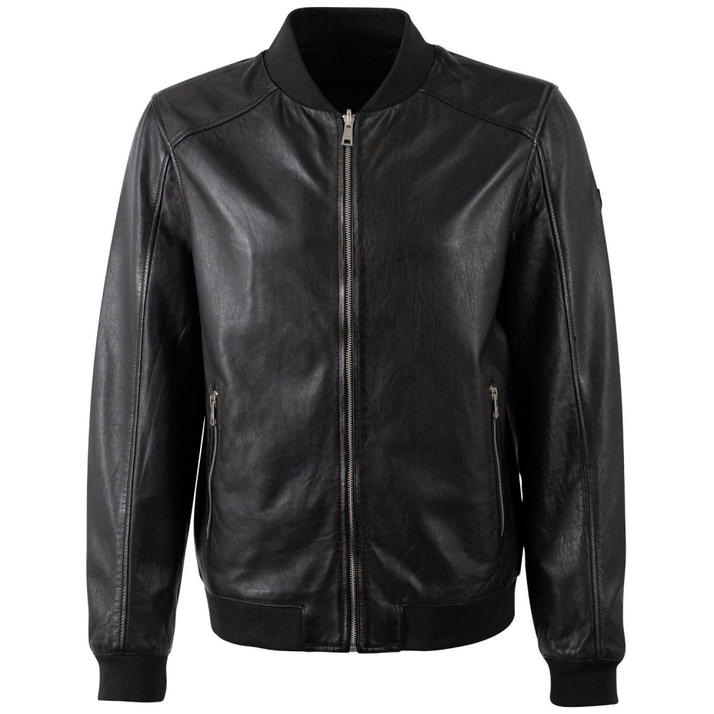 Geaca de Piele Barbati Mauritius Neagra MMTorino