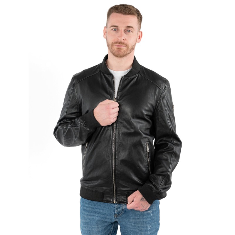 Geaca de Piele Barbati Mauritius Neagra MMTorino – Geci de Piele