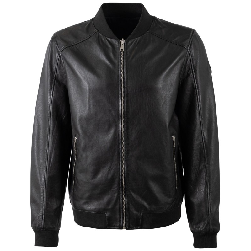 Geaca de Piele Barbati Mauritius Neagra MMTorino – Geci de Piele