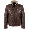 Mauritius MMTorric - Geacă de Piele Bărbați Whiskey Regular Fit, Stil Field Jacket Geacă de Piele Bărbați Mauritius Whiskey MMTorric cu Guler din Blană Artificială