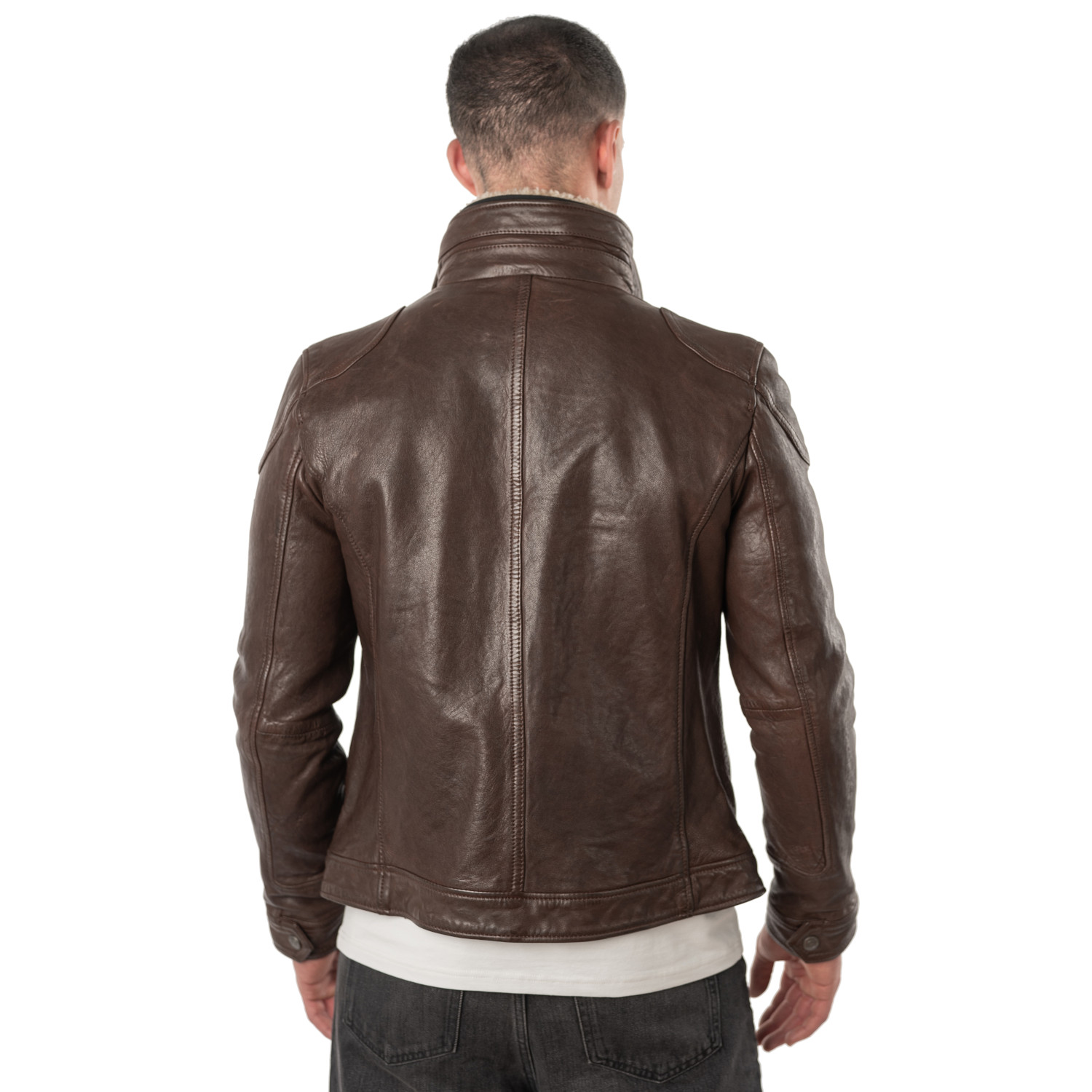 Mauritius MMTorric - Geacă de Piele Bărbați Whiskey Regular Fit, Stil Field Jacket Geacă de Piele Bărbați Mauritius Whiskey MMTorric cu Guler din Blană Artificială