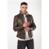 Mauritius MMTorric - Geacă de Piele Bărbați Whiskey Regular Fit, Stil Field Jacket Geacă de Piele Bărbați Mauritius Whiskey MMTorric cu Guler din Blană Artificială