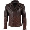 Mauritius MMTydian - Geacă de Piele Bărbați Castanie Regular Fit, Stil Biker Vintage Geacă de Piele Bărbați Mauritius Castanie MMTydian Stil Biker
