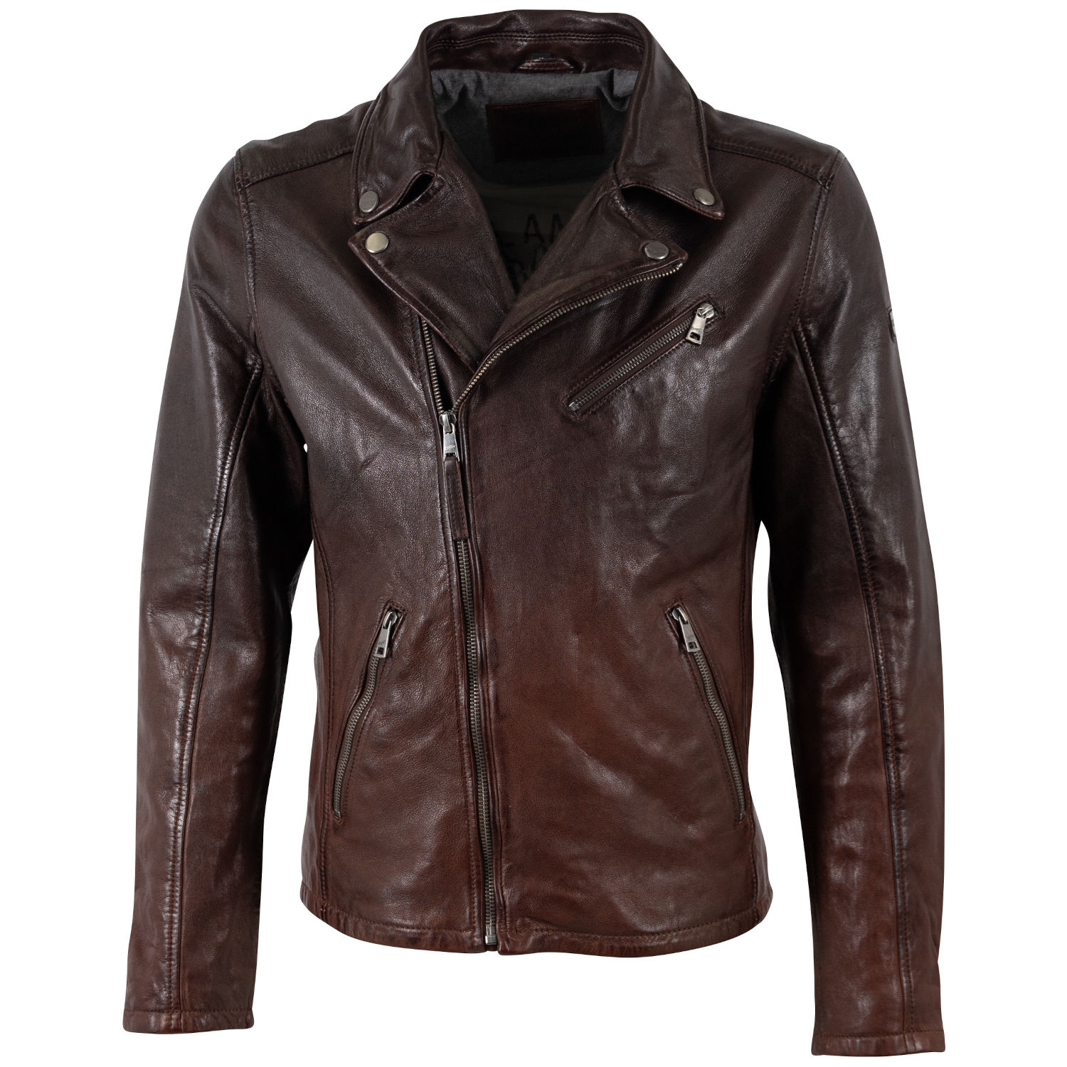 Mauritius MMTydian - Geacă de Piele Bărbați Castanie Regular Fit, Stil Biker Vintage Geacă de Piele Bărbați Mauritius Castanie MMTydian Stil Biker
