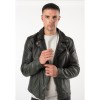 Mauritius MMTydian - Geacă de Piele Bărbați Verde Închis Regular Fit, Stil Biker Vintage Geacă de Piele Bărbați Mauritius Verde Închis MMTydian Stil Biker