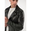 Mauritius MMTydian - Geacă de Piele Bărbați Verde Închis Regular Fit, Stil Biker Vintage Geacă de Piele Bărbați Mauritius Verde Închis MMTydian Stil Biker