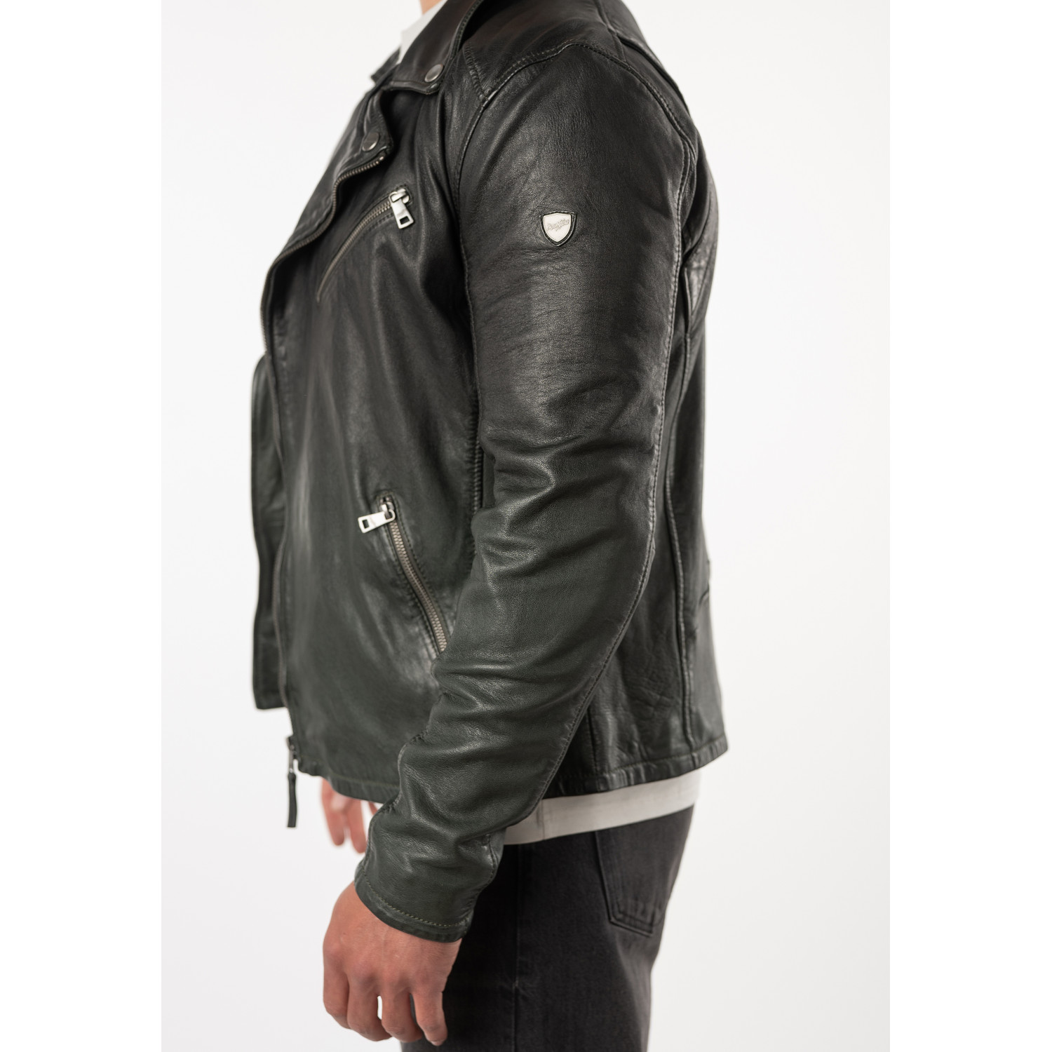 Mauritius MMTydian - Geacă de Piele Bărbați Verde Închis Regular Fit, Stil Biker Vintage Geacă de Piele Bărbați Mauritius Verde Închis MMTydian Stil Biker
